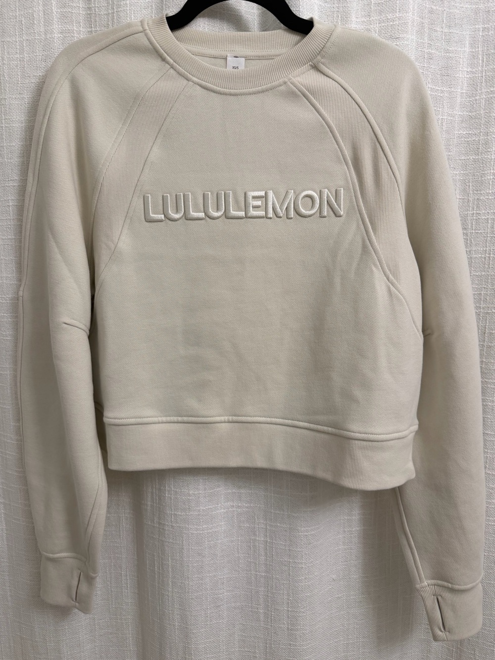 lululemon athletica Cream Embossed Logo Crew Sweatshirt